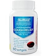 ValuMeds Cough Relief for Adults Dextromethorphan HBr Cold Medicine for Sore Throat 15mg (60 Soft...