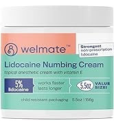 WELMATE | 5% Lidocaine | Numbing Cream Maximum Strength | Topical Anesthetic | Aches, Back Pain, ...