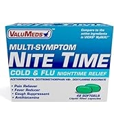 ValuMeds Nighttime Cough Plus Cold and Flu Relief Medicine | 48 Pack Softgel Liquid Capsules | He...