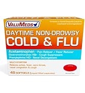 ValuMeds Non-Drowsy Cold & Flu Medicine for Adults (48 Softgels) | Multi-Symptom Relief for Sever...